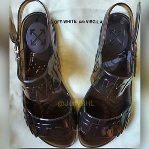 Off White Jelly Sandals on Clear Black